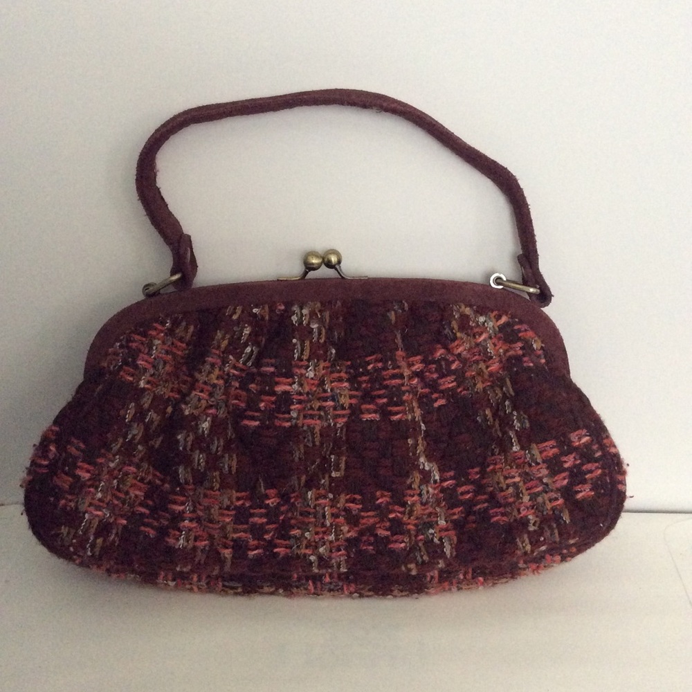 Retired Vera Bradley Tweed Kisslock Handbag EUC